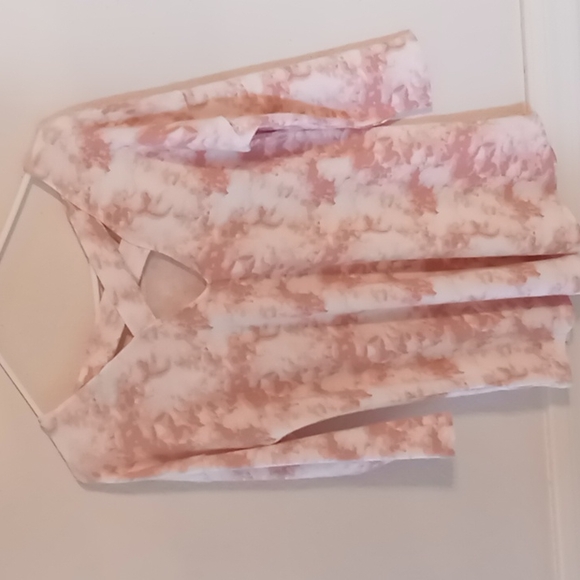 WALLPAPHER BNWT WOMEN'S PINK TIE TYE LONG SLEEVE SHIRT W CRISS CROSS BACK SZ S - Picture 7 of 13